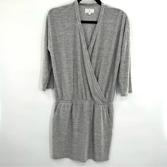 Lou & Grey Marlknit Blouson Mini Dress Sweater Heathered Gray Jersey S - Picture 2 of 9
